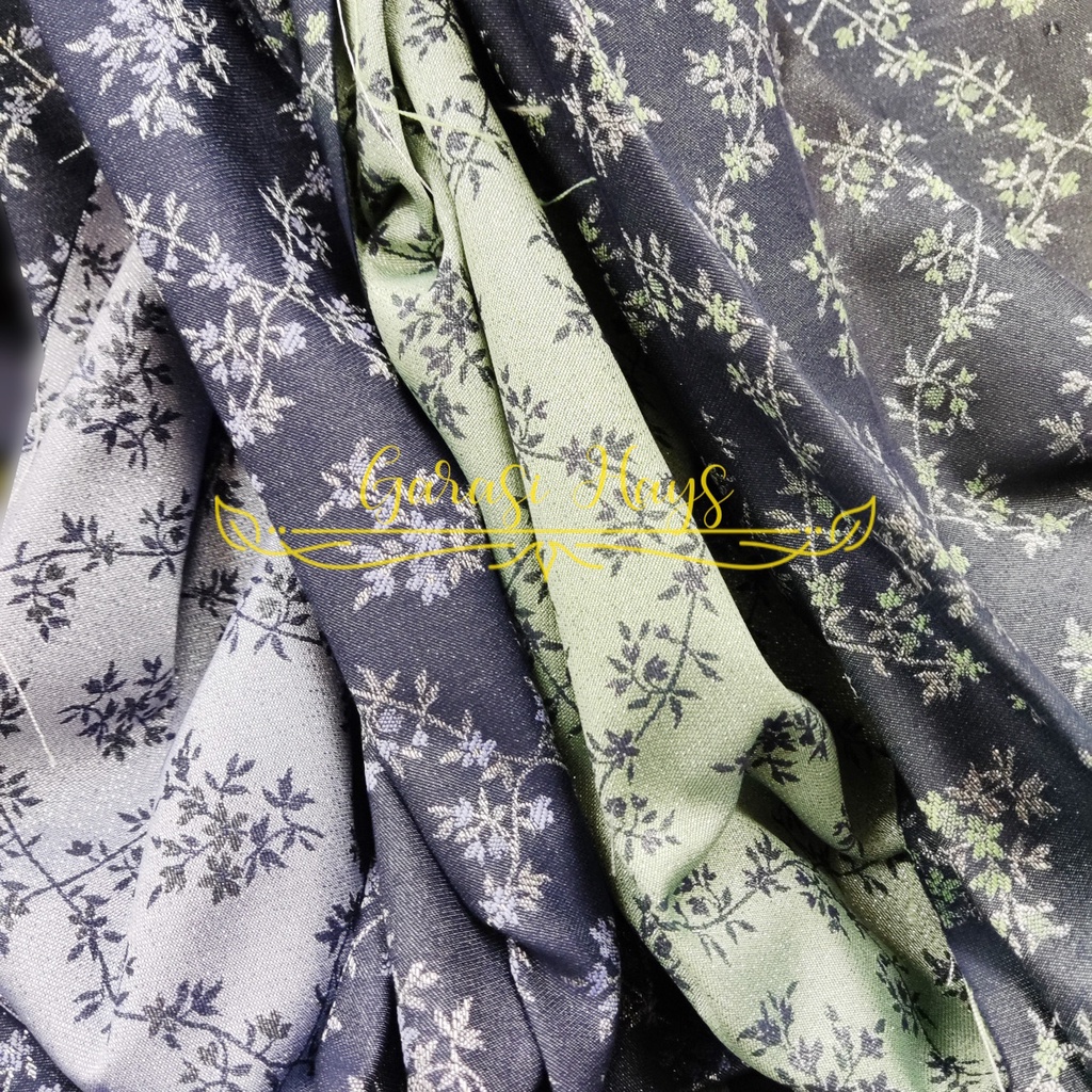 Kain Denim Jepang Jeans Metallic Motif Bunga 2 Sides Bolak Balik Lebar 150 cm