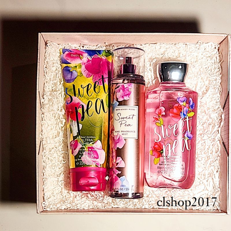 BBW SWEET PEA GIFT SET PAKET BATH &amp; BODY WORKS