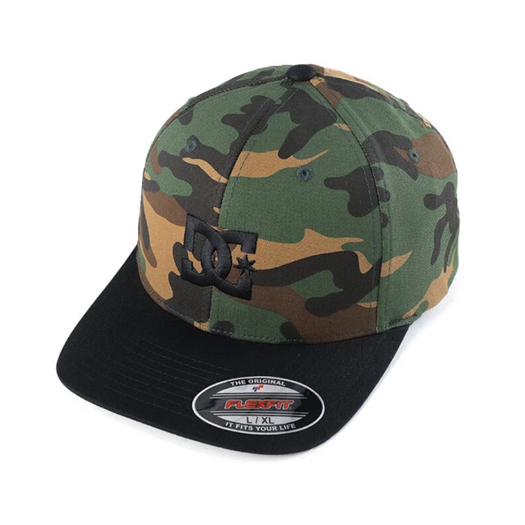 Topi DC Shoes CAP STAR SEASONAL FLEXFIT Hat Camo Black Fitted Cap ORIGINAL