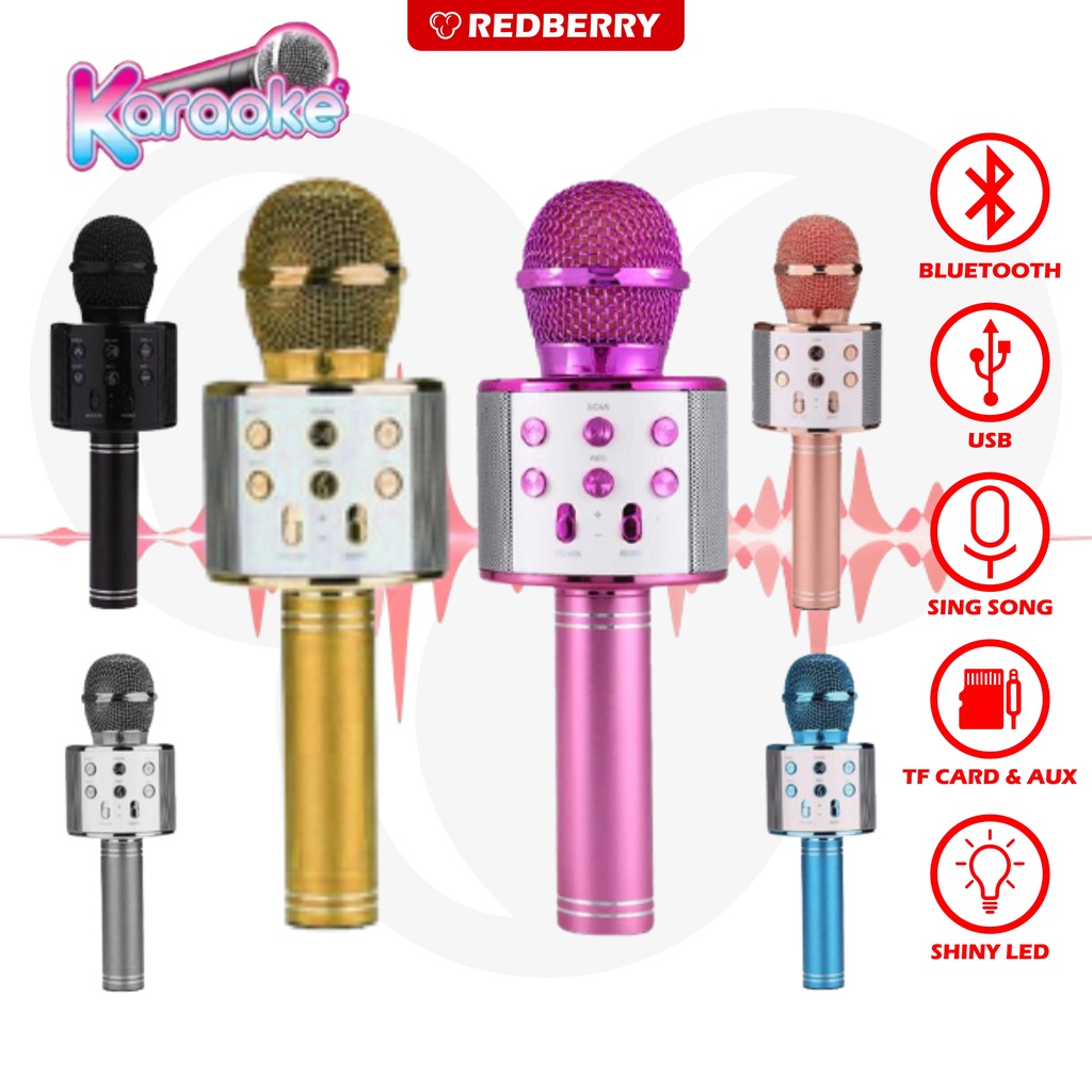 Microphone &amp; Speaker BLUETOOTH Karaoke WS858 wireless portable Speaker Smule dewasa anak anak