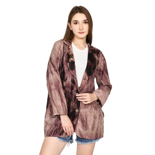 Blezer wanita kekinian Outer Wanita Kekinian Blazer Motif Tie Dye Blazer Kasual Wanita Moya