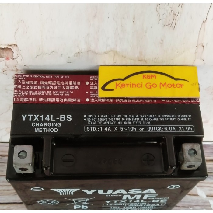 YUASA AKI MOTOR YTX14BS YTX14-BS MF ACCU MOTOR BESAR MOGE