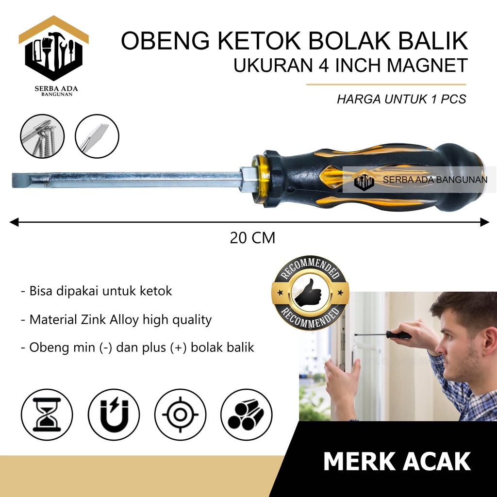 Obeng Ketok Bolak balik Warna 4 inch TRANSPARANT MURAH Obeng Plus Min Ketok CAVANI