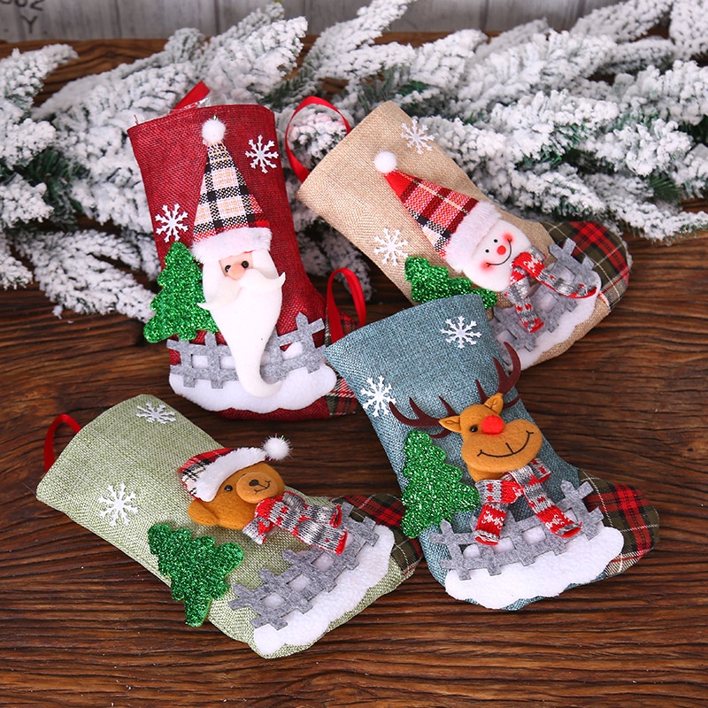 XX012 – Gantungan Pohon Natal Christmas Tree Ornament Decoration Kaos Kaki Socks Rusa Santa Snowman