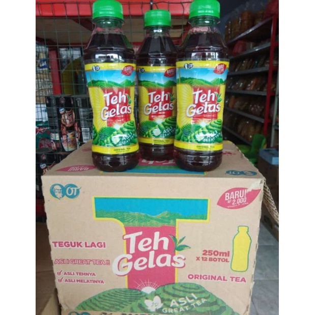 

teh gelas kemasan botol 250 ml isi 12 botol