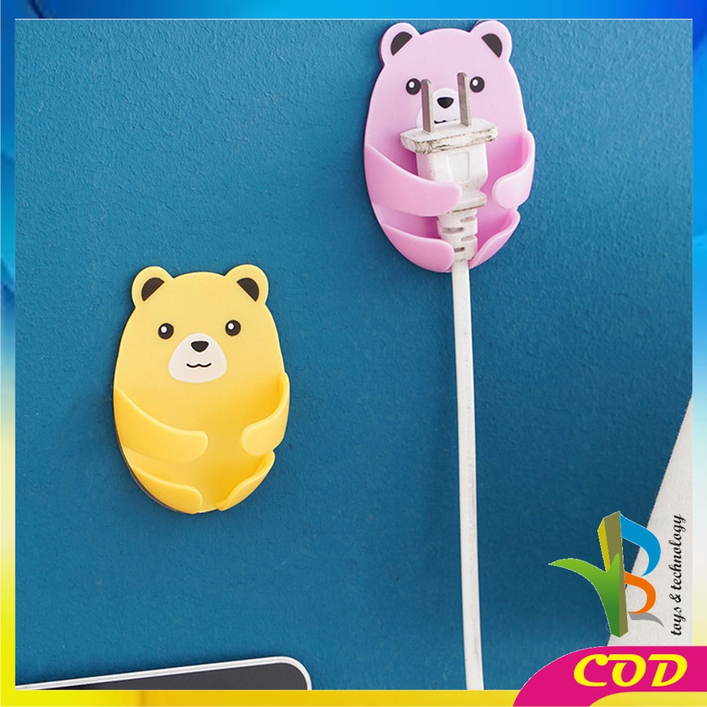 RB-C536 Gantungan Tempel Dinding Bear 4IN1 Plug Hook Serbaguna / Gantungan Kamar Mandi Tempel Kepala Colokan Motif Beruang / Plug Hug Bear