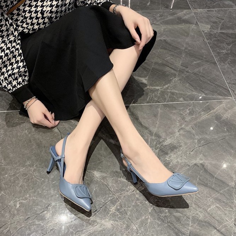 [COD] 40666 Heels Wanita Import VD Hak 5cm Tali Belakang
