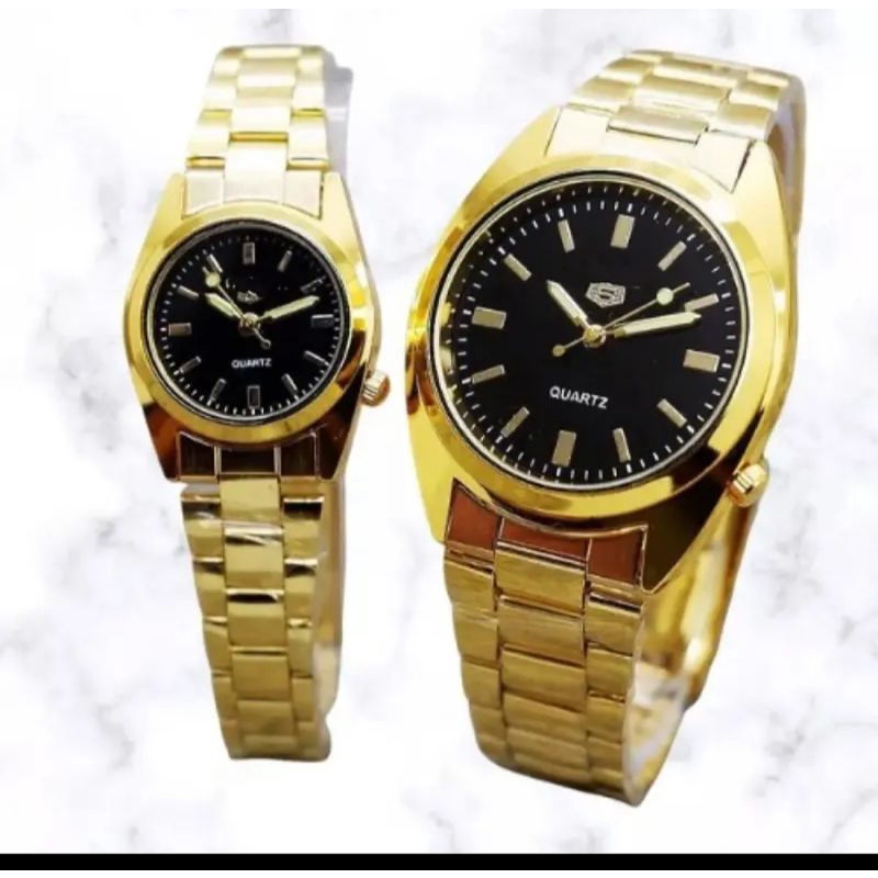 (Terima Cod)JAM TANGAN COUPLE  EKO Strap Rantai  HARGA 2PCS(Dikirim Dari Jakarta)