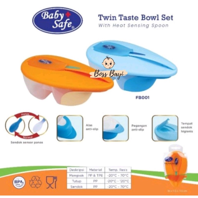 BABY SAFE - FB001 Twin Taste Bowl / Tempat Makan Bayi Anak