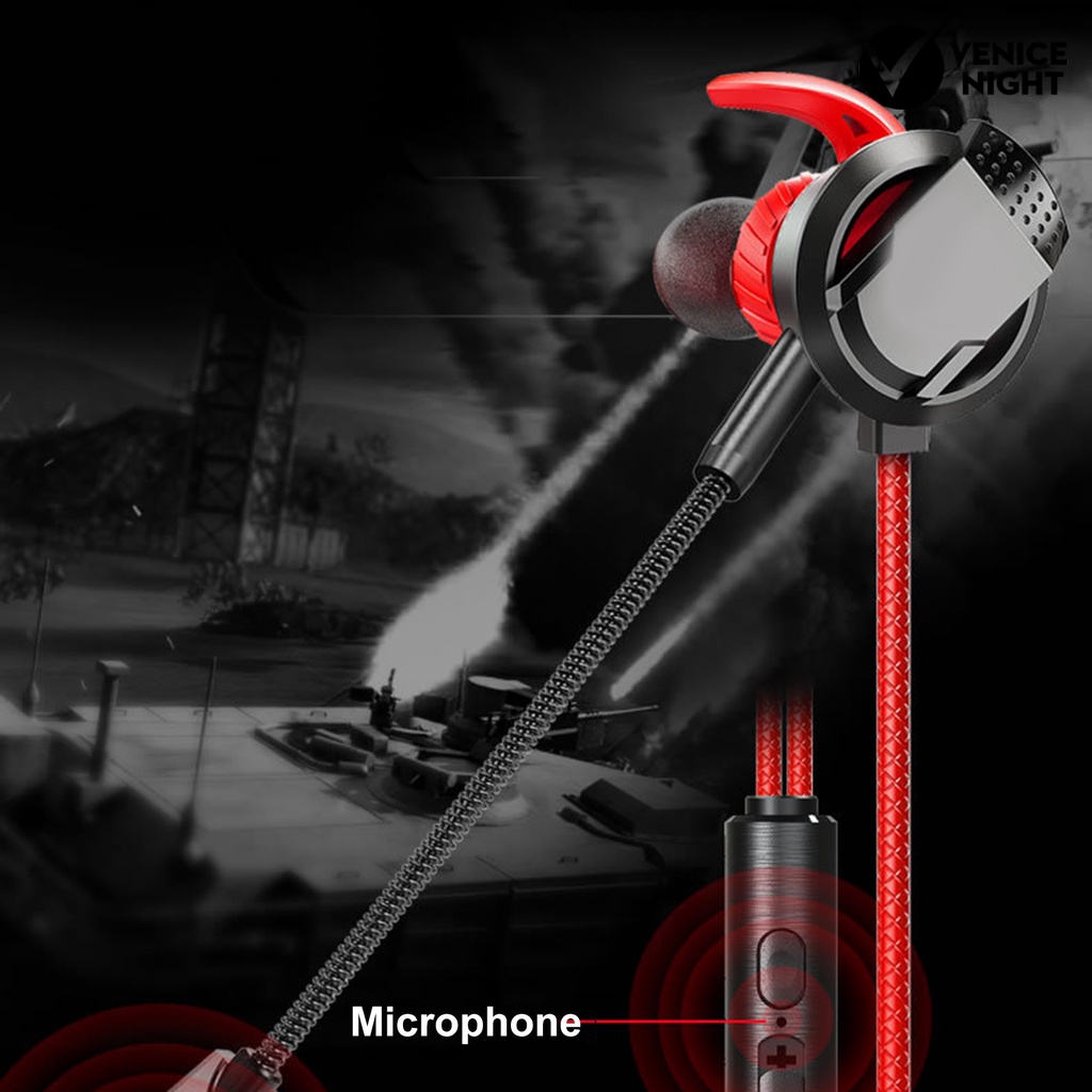 (VNEP) (Berkabel) RX3 Earphone Dinamis Sensitif Dual MIC 3.5mm HiFi In-ear Earbud untuk Menelepon