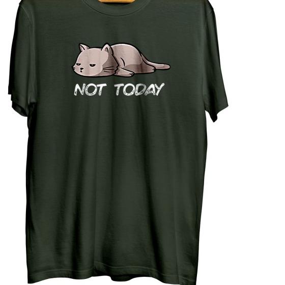 Baju Kaos Gambar Kucing Pria Distro Original Oversize Jumbo Big size - Army, M