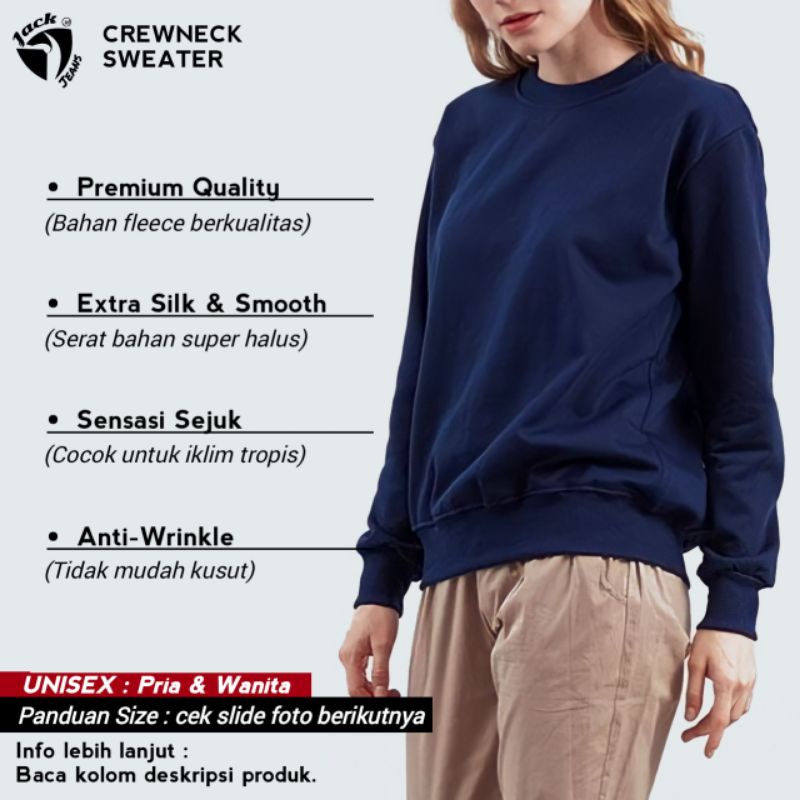 [ PREMIUM QUALITY ] Sweater Crewneck Polos Pria Wanita Fleece Tebal JACKJEANS.ID