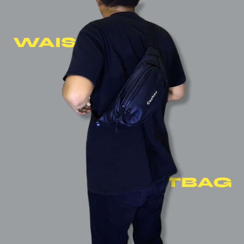 Tas Selempang Pria Cachou Waistbag Pinggang Waterproof Black Edition Westbag Slempang Laki laki Cowok Distro G765