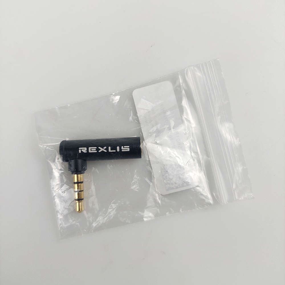 REXLIS Audio Adapter 3.5mm Male to Female 90 Degree Angle Coverter - RBS35 - Black