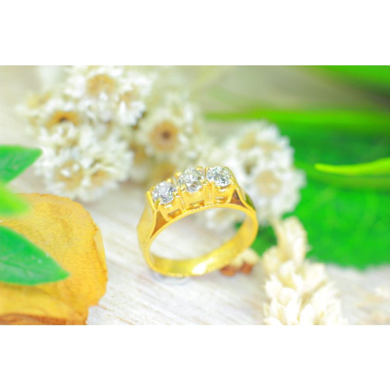 cincin  fashion wanita emas motif listring 3 pcs berlian