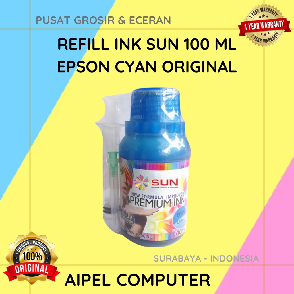 RISP100EC | REFILL INK SUN 100 ML EPSON CYAN ORIGINAL