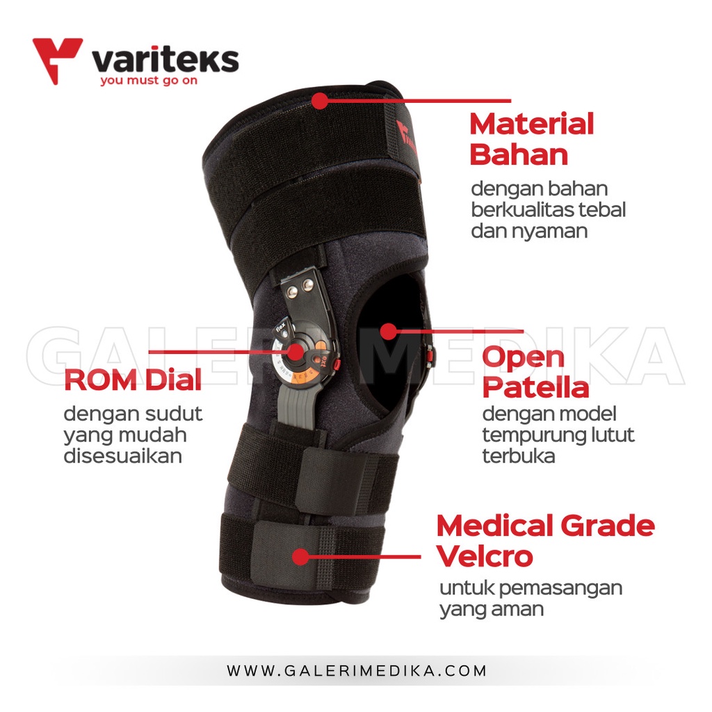 Variteks 898 Hinged Stabilizing Knee Brace Rehabilitasi Pasca Operasi