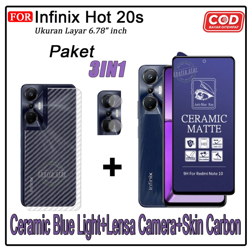 PAKET 3IN1 Ceramic Privacy Matte Infinix Hot 20s 20I 20 5G 20 Play Hot 12 Pro Hot 12 play Zero 20 Zero 5G 2023 Anti Spy Full Cover