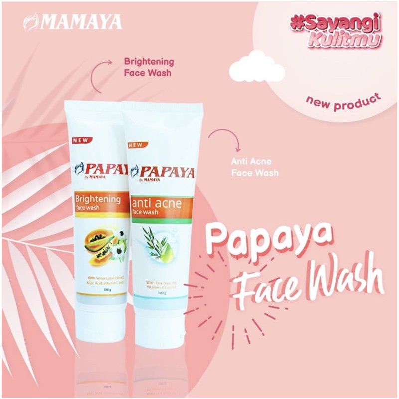 New Face Wash Papaya Mamaya Brightening TUBE 100 GR