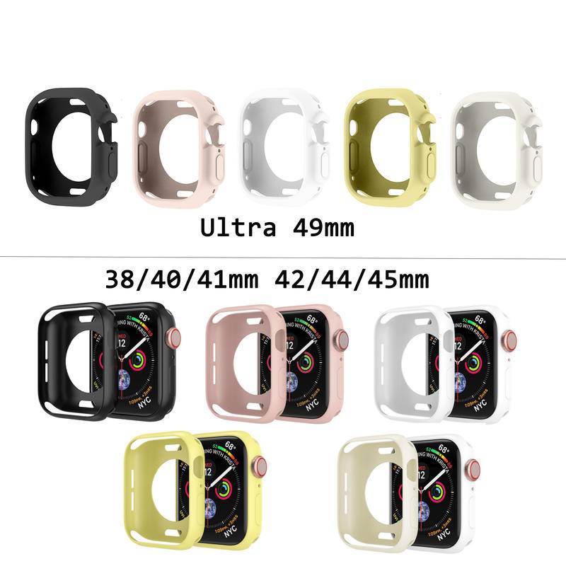 Soft Case Bahan Silikon Warna Permen Untuk Apple Watch Ultra 49mm iWatch Seri 8 7 6 SE 5 4 3 2 1 42mm 38mm 40mm 44mm 45mm