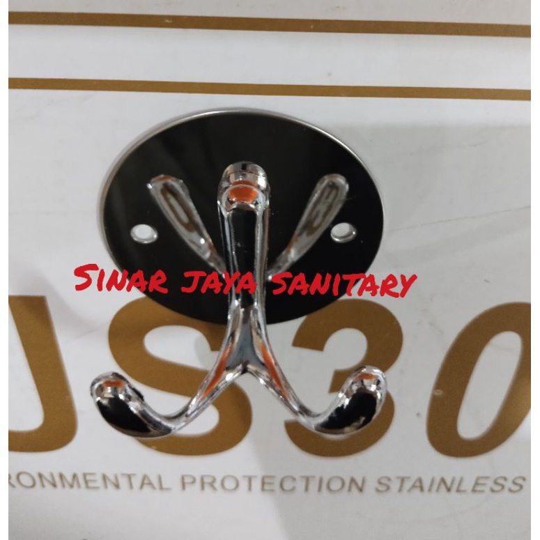 Robe hook double kaitan stainless SUS 304 / Roobe hook /  Gantungan baju double hook / Gantungan handuk