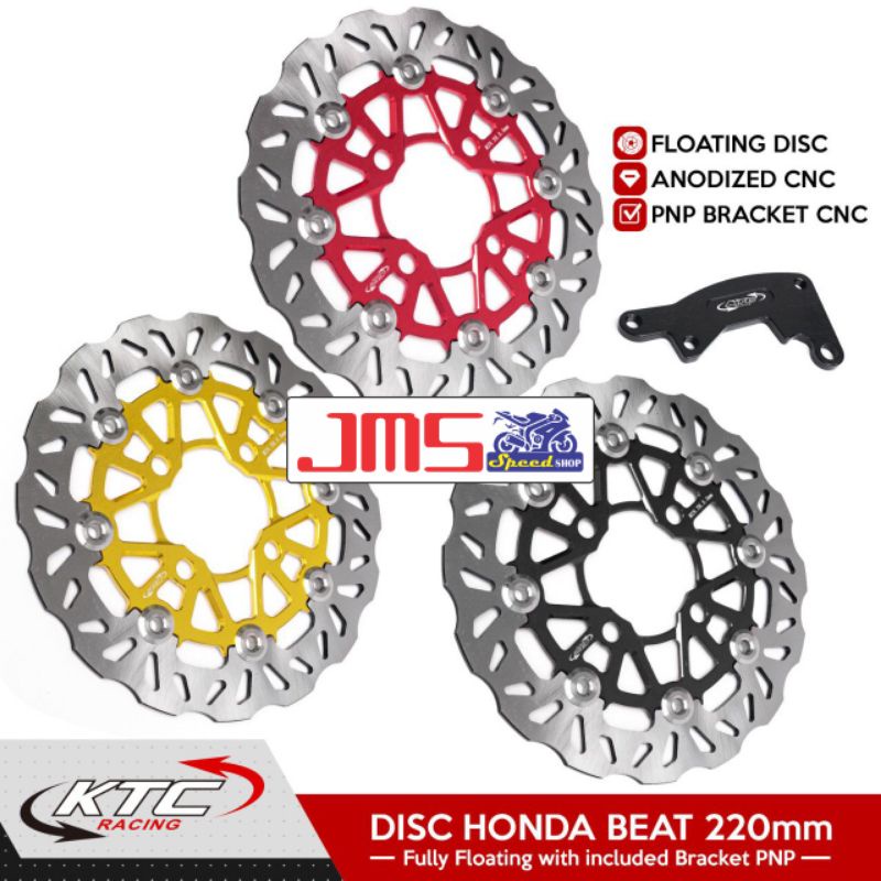 piringan disc ktc racing cnc plus breket 220mm model kembang beat fi beat karbu Vario 125 Vario 150 Scoopy genio beat pop beat street beat deluxe