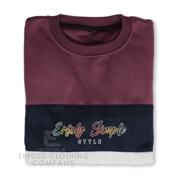 Erfolg Offiziell Sweater Crewneck Kombinasi 3 Warna Basic Sablon Rembow Simple Switer Oblong Crowneck Combinasi Cowo Cewe Tiga Color Sweater Krunek Pria Wanita Gaya Kekinian Aesthetic Bahan Katun Fleece Tebal Gramasi 280 Gram Ukuran M L XL