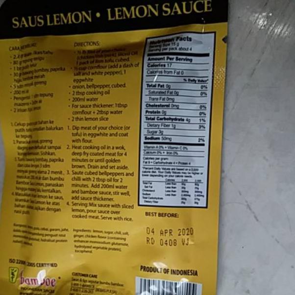 

ヽ BUMBU CAP BAMBOE BAMBU SAUS LEMON. exp 2023 ム