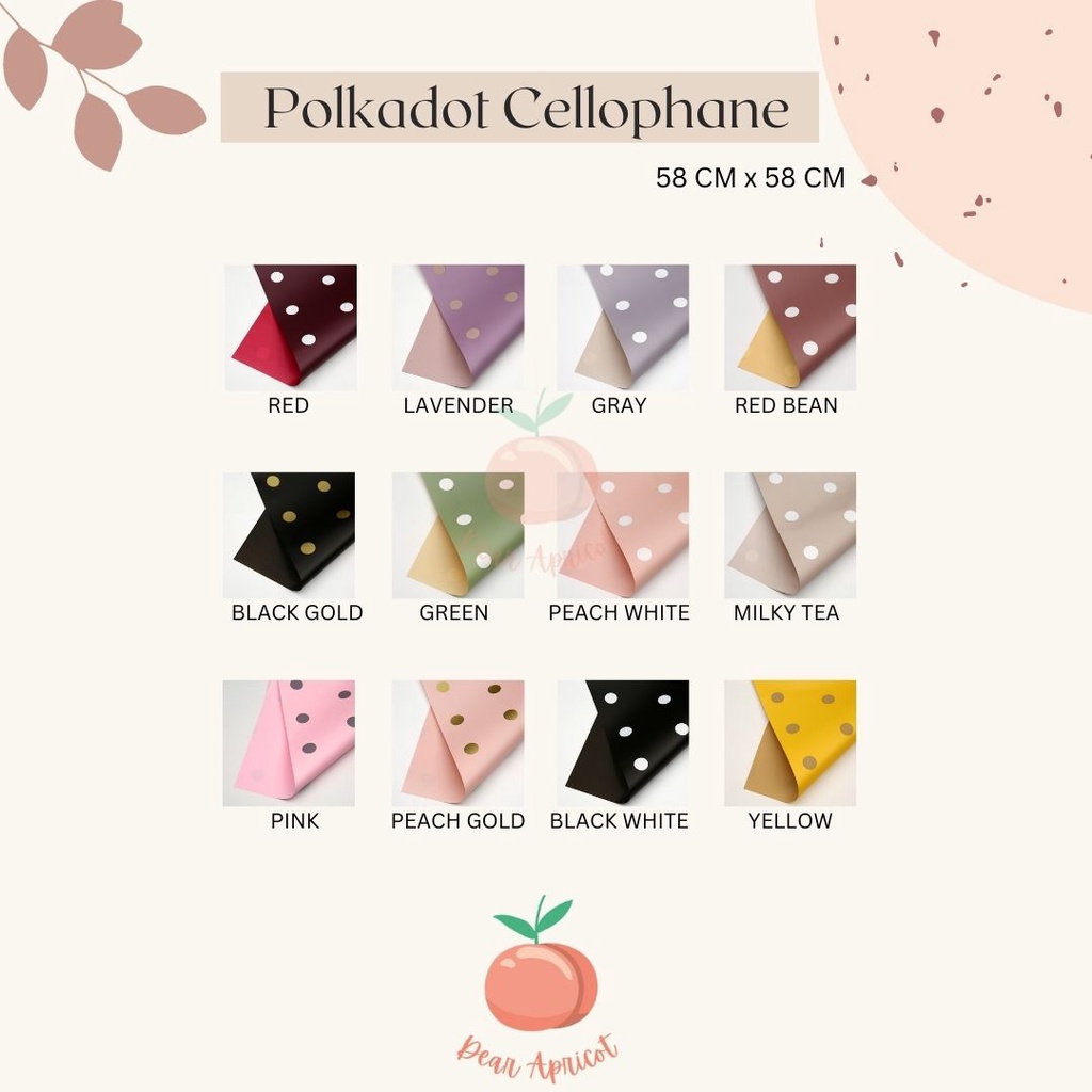 

[5 LEMBAR] KERTAS FLOWER WRAPPING POLKADOT CELLOPHANE ECER 5 LEMBAR KERTAS BUKET BUNGA HAND BOUQUET