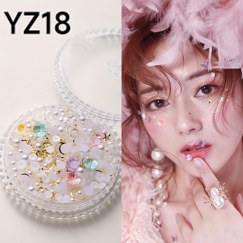 【 COD 】Hiasan Mutiara Berlian Imitasi Flower Butterfly 3D Bahan Akrilik Warna-Warni Untuk Dekorasi Wajah/Untuk Nail Art