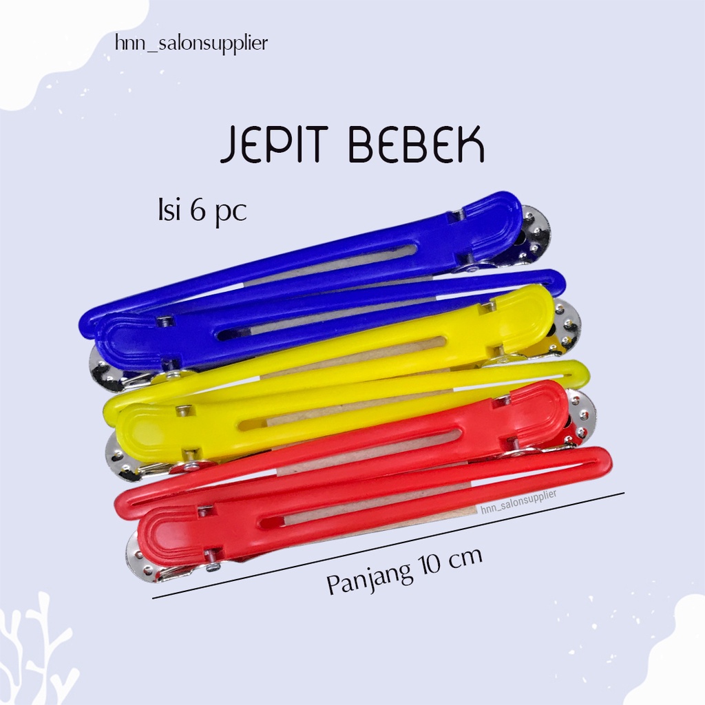 Jepit Bebek Gigi Parting Alat Rambut Salon Warna Warni 6pc