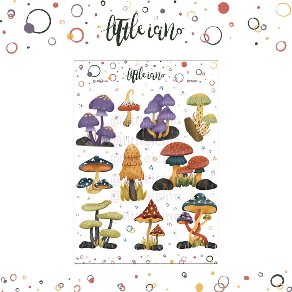 

STICKER JOURNAL AESTHETIC Bright Mushroom untuk planner dan journal | DRN007 | littleicino