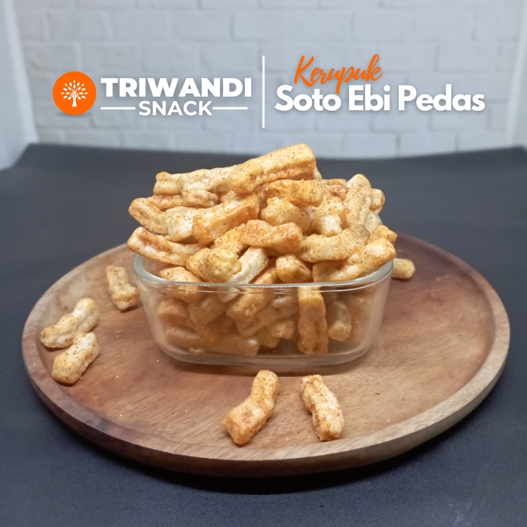 

Kerupuk stik ebi Soto Pedas 100 - 250 gr TRIWANDI SNACK oleh oleh bandung