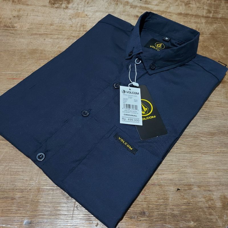 KEMEJA BLACK NAVY POLOS PRIA LENGAN PENDEK