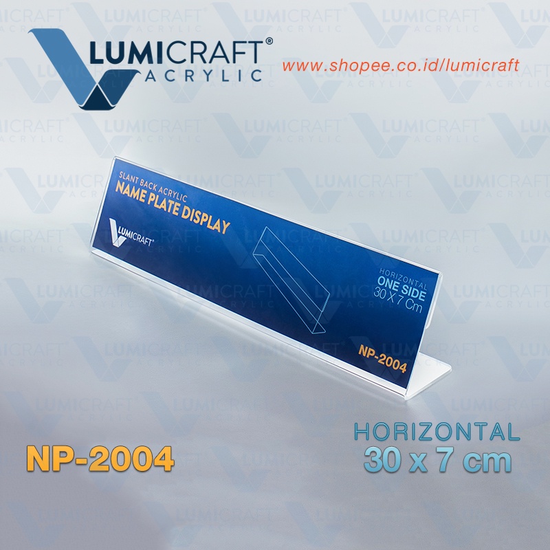 

Tent Card Akrilik Rapat atau Meeting Model L / Acrylic Display Slant Back - ukuran 30 x 7 cm | Lumicraft NP-2004