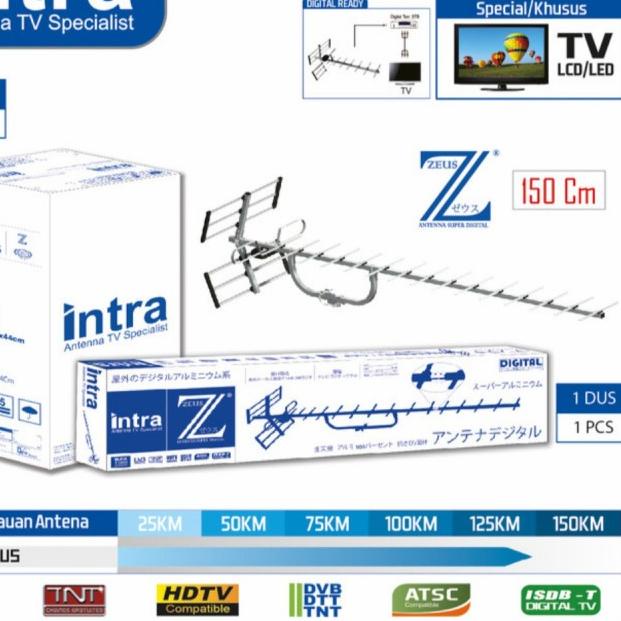 TANPA KABEL Antena TV Outdoor Digital Intra INT ZEUS For LCD LED Luar - DUS RUSAK