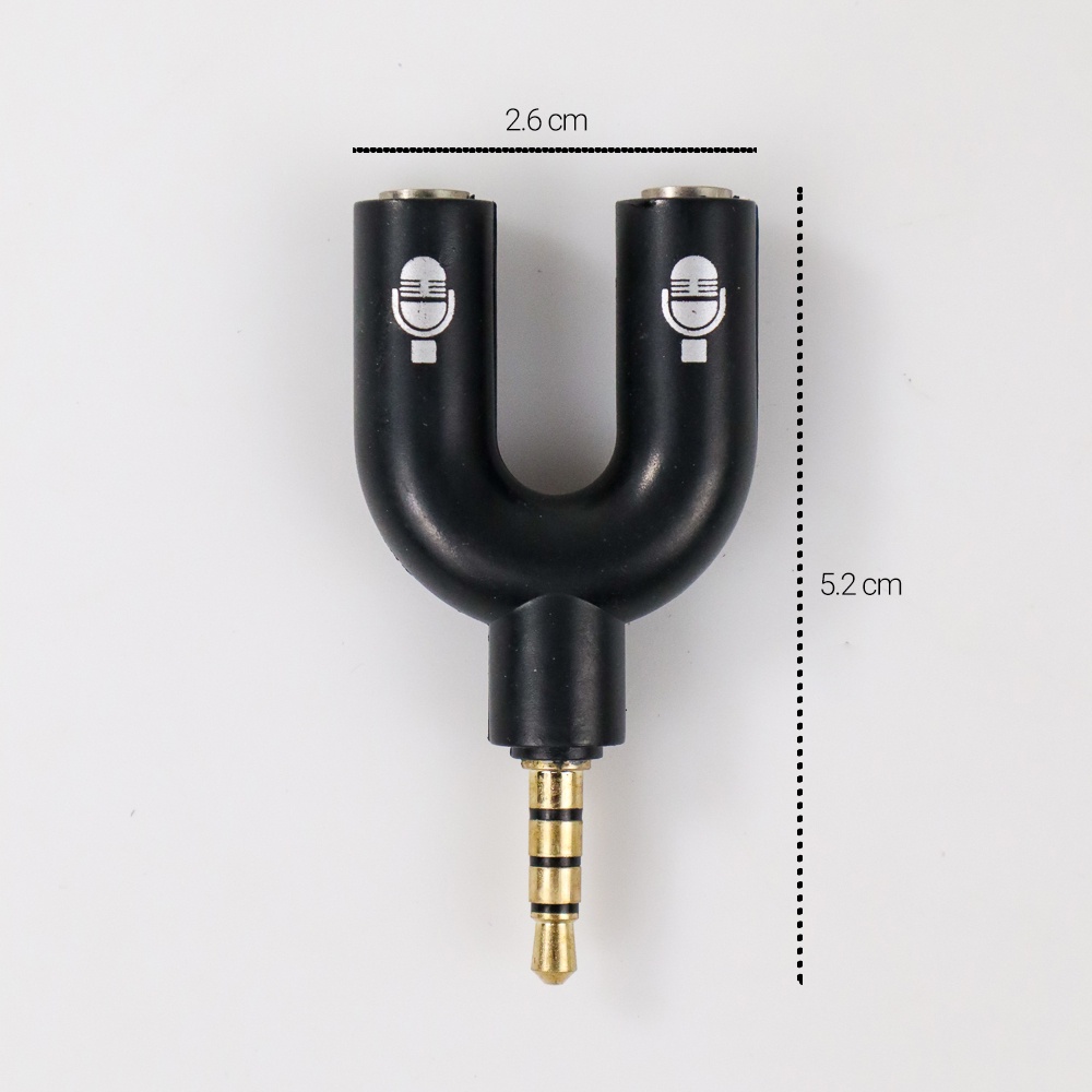 U Shape Splitter Audio + Mic Jack 3.5mm Headphone Mic Ke Smartphone