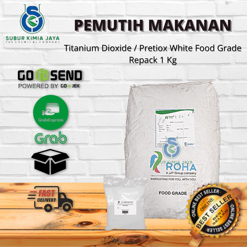 

Titanium Dioxide Food Grade / Pemutih Makanan / Pretiox White 1Kg