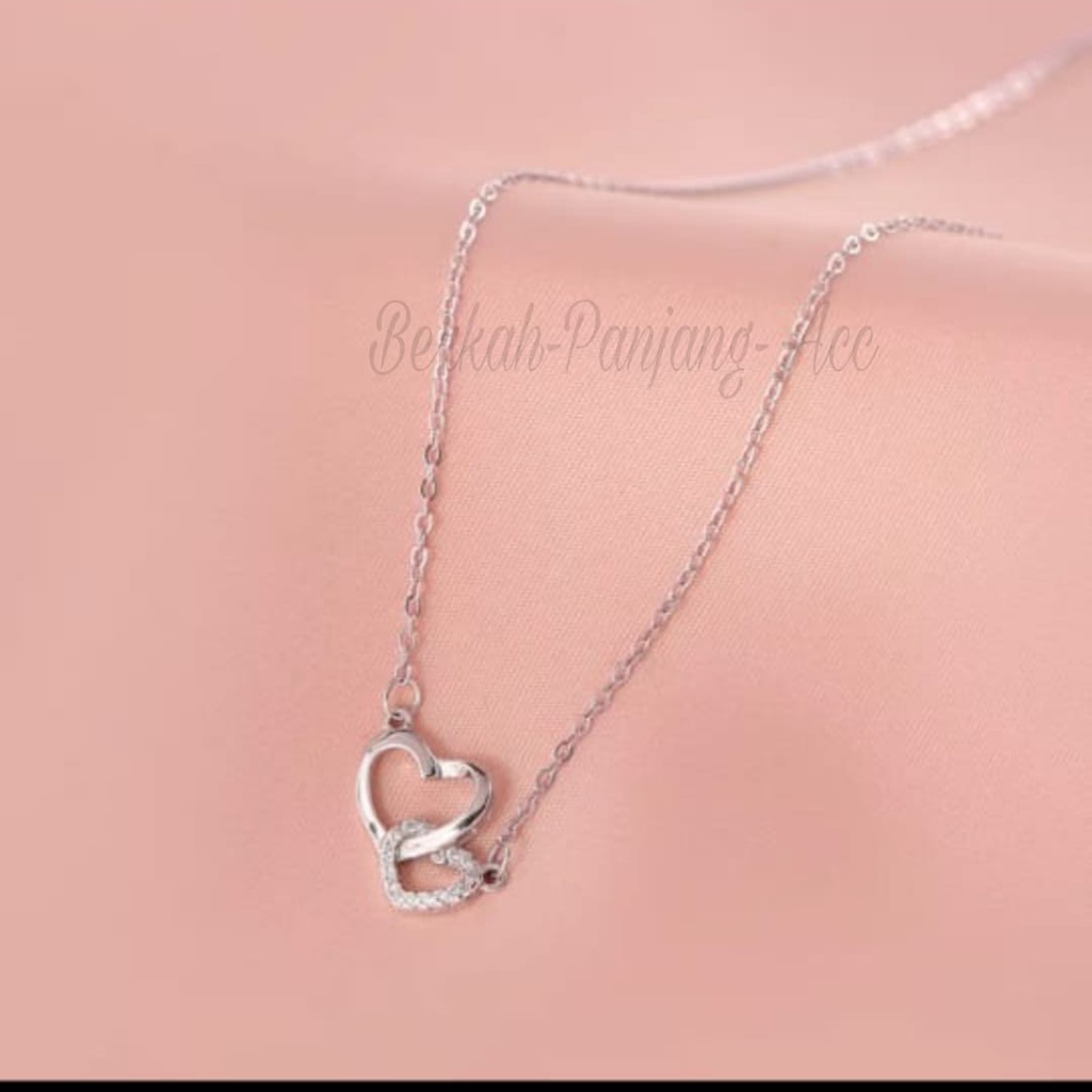 KALUNG TITANIUM DUA CINTA DEMPET perhiasan super berkelas fashion korea anti karat dan anti luntur