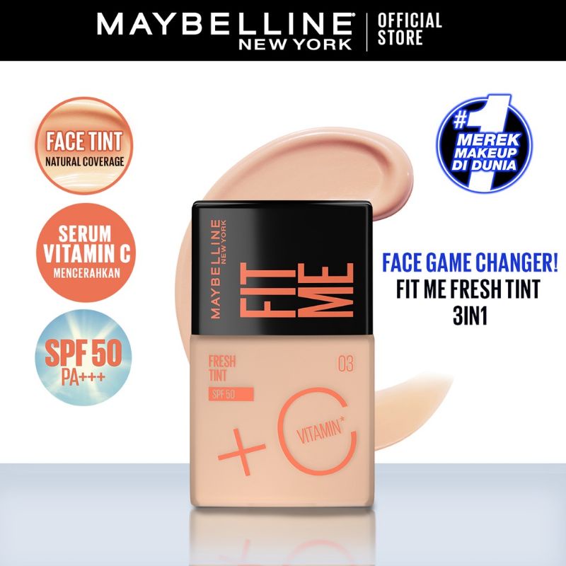 MAYBELLINE FIT ME FRESH TINT | ❤ jselectiv ❤ Foundation Tint With Vitamin C and Sunscreen SPF50 MAYBELLINE ORI✔️BPOM✔️MURAH✔️COD✔️