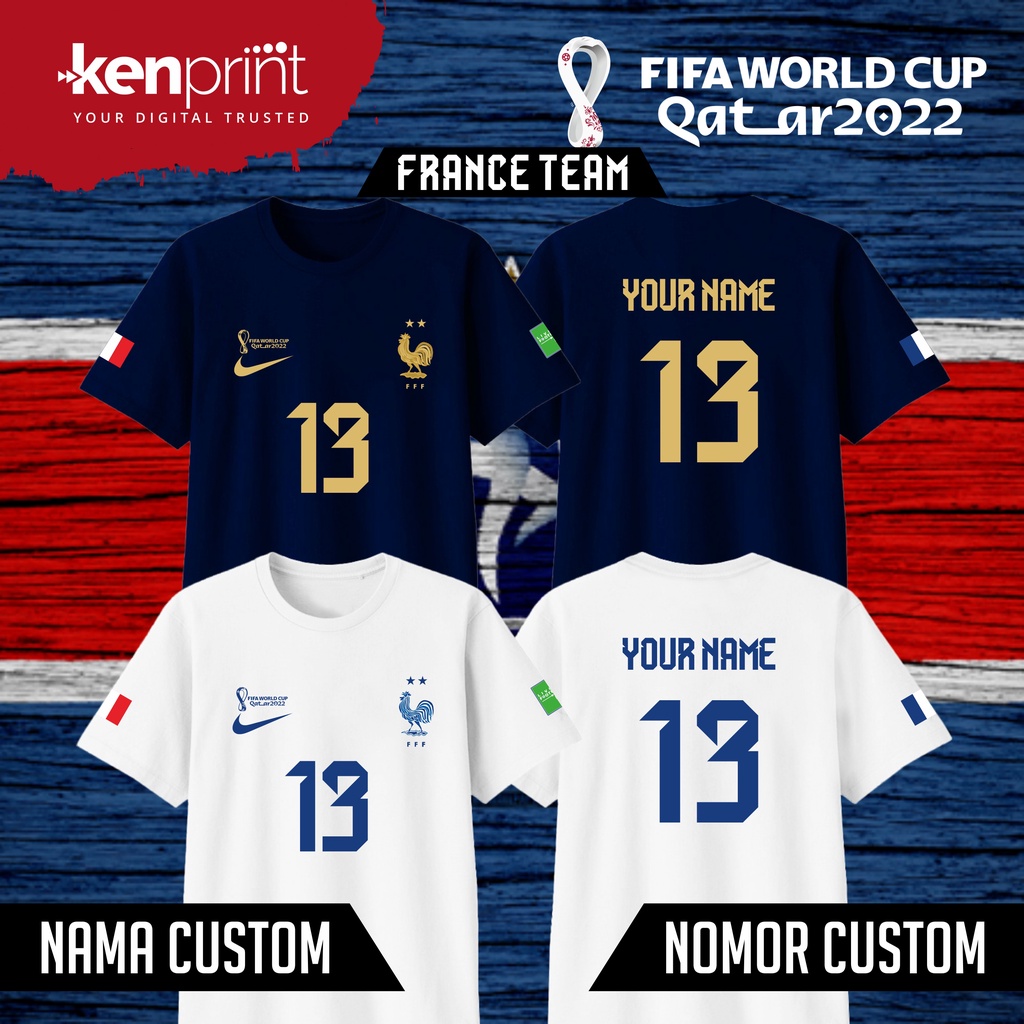 Kaos FRANCE TEAM HOME AWAY | WORLD CUP : QATAR 2022 | BUKAN JERSEY | NON OFFICIAL | Cotton 30's Prem