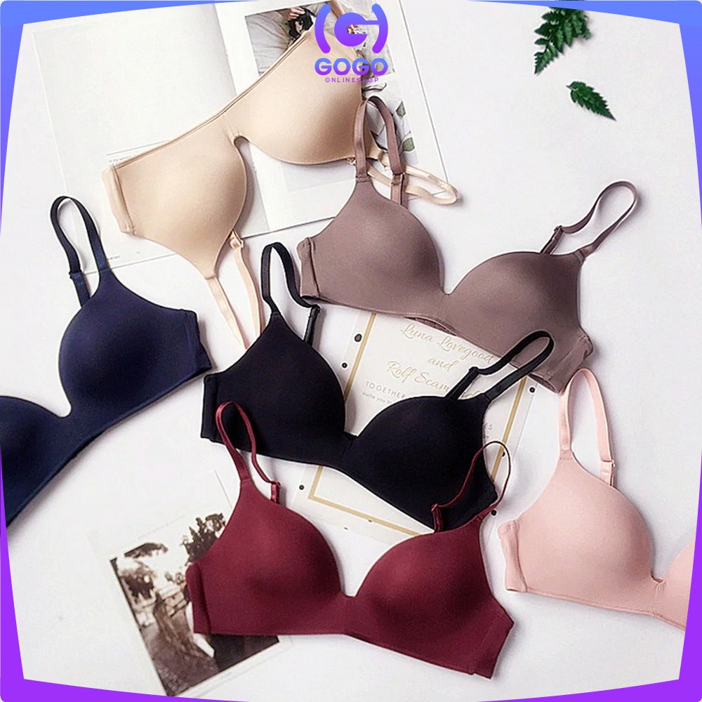 GOGO-P45 Bra BH Tanpa Kawat Bahan Halus Pakaian Dalam Wanita Bra Push Up Elastis Sexy Yoga Bra Murah