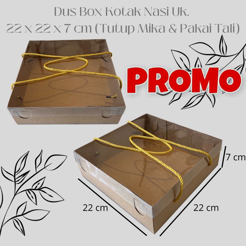 Box Doskue 22 x 22 x 7 cm Tutup Mika + Tali (Min Order 2 Pcs)