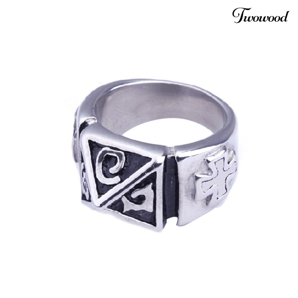 Cincin Bahan Titanium Steel Gaya Punk Untuk Pria