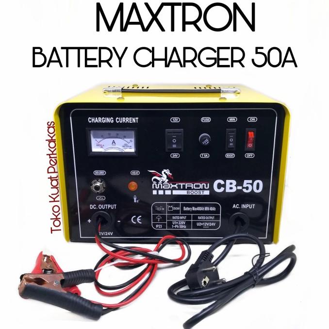 Battery charger MAXTRON CB50 50A battery charger aki mobil dan motor