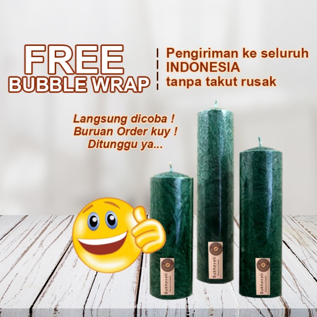 Lilin Stearin Palm Candle Marble kristal Sukhavati Serbaguna 12 cm Hijau