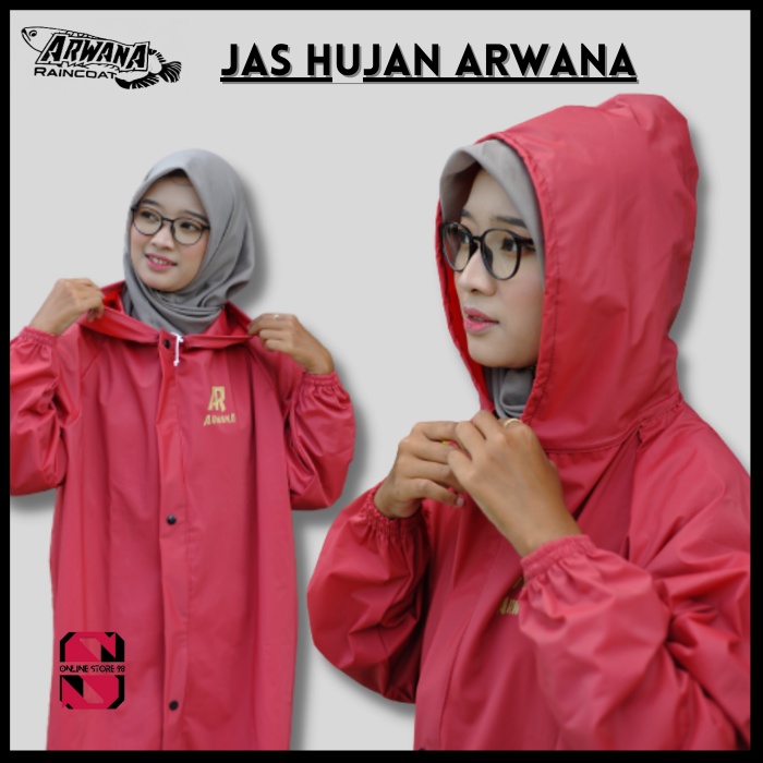 Jas Hujan Mantol Mantel Jaket Arwana Bahan Full Karet PVC tebal Kuat Dan Elastis Anti Rembes Garansi Original