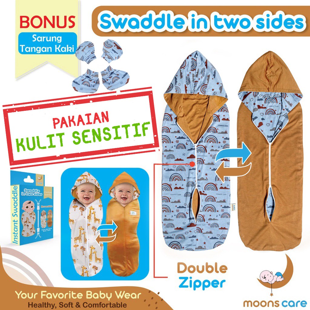 Bedong instan dita Moonscare  bolak balik motif bedong bayi instan muslin  bedong instan dita  bedong rainbow