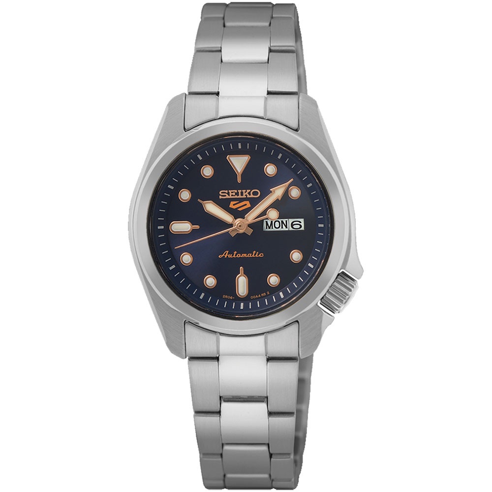 JAM TANGAN WANITA SEIKO 5 SRE003K1 AUTOMATIC STAINLESS STRAP BLUE SILVER