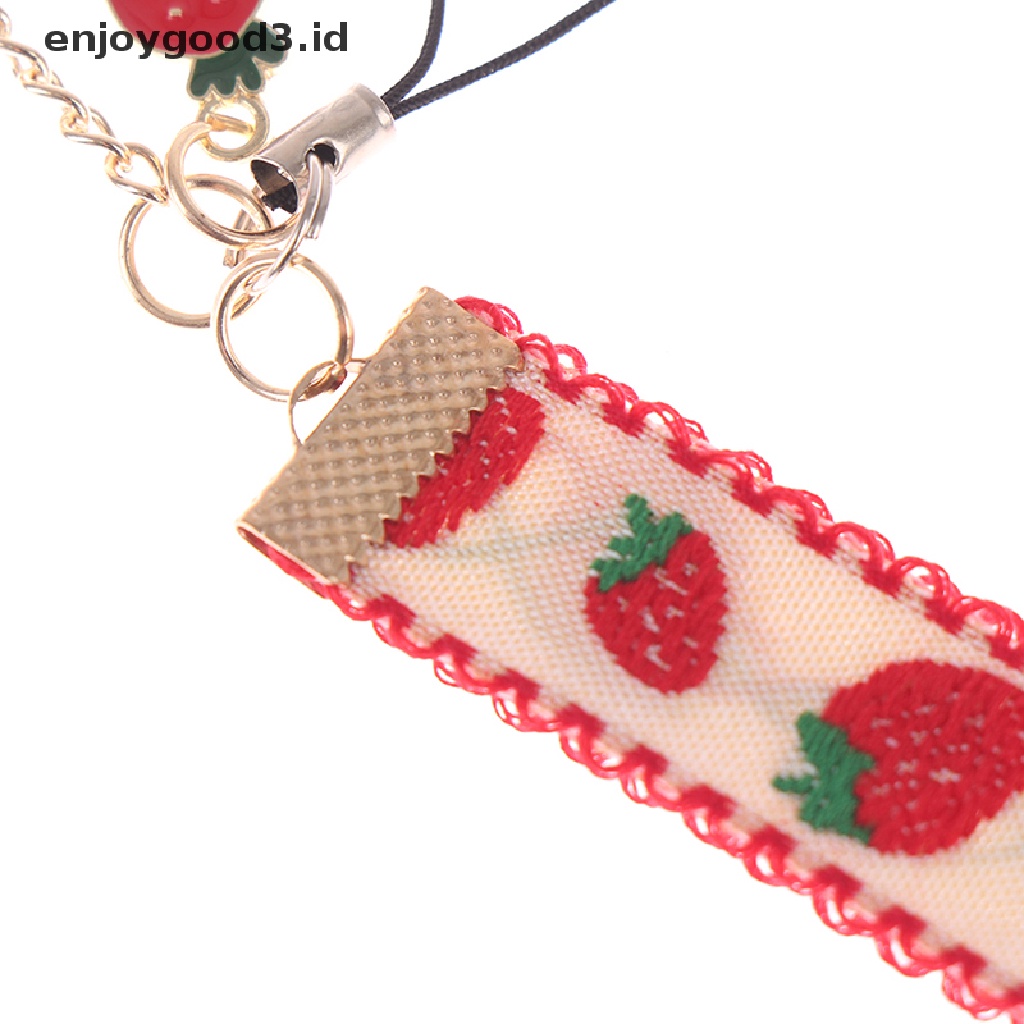 1 Pc Tali Lanyard Dengan Liontin Kue Strawberry Untuk Dekorasi Ponsel